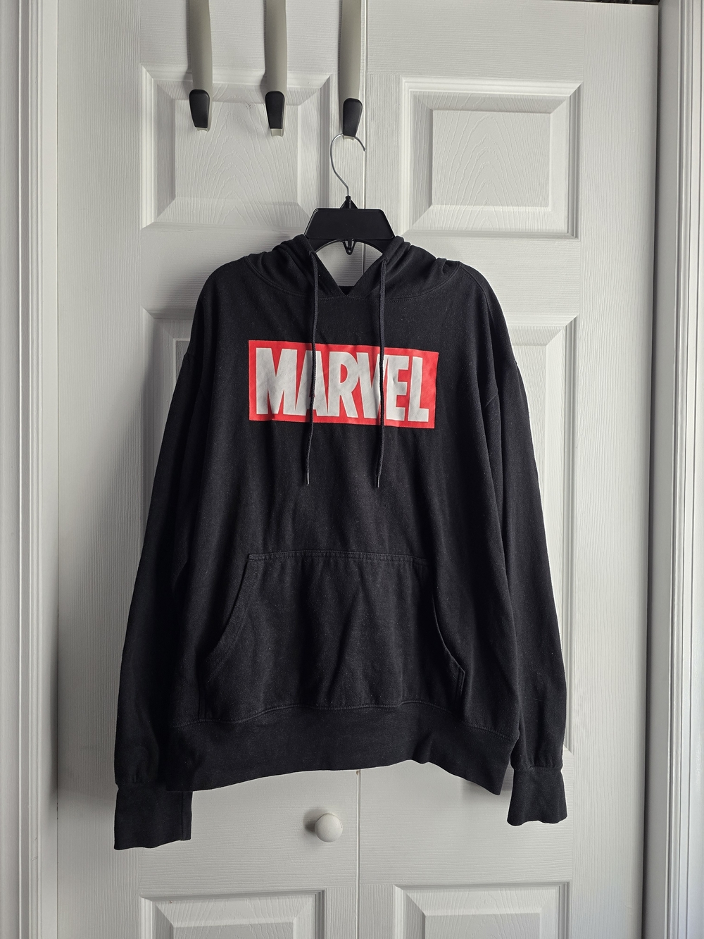Marvel Black Pullover Hoodie with Red and White Logo Size M